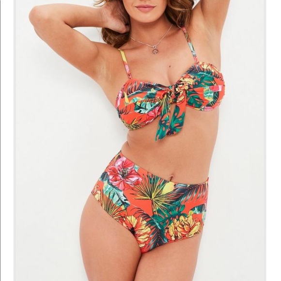 tie front high waisted bikini